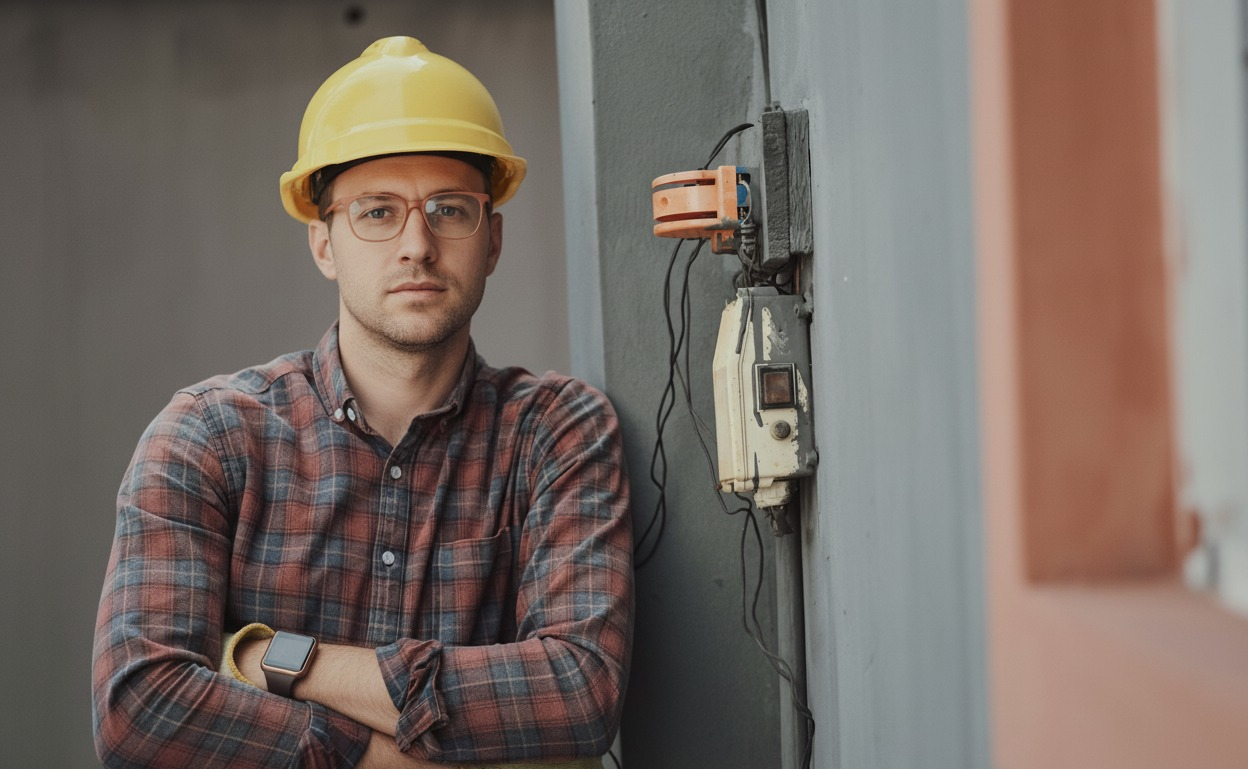 Odborník při práci s topením